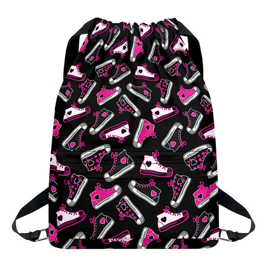 Emo Shoes Pattern Print Drawstring Backpack