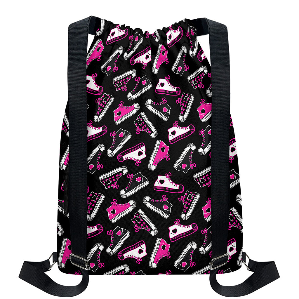 Emo Shoes Pattern Print Drawstring Backpack