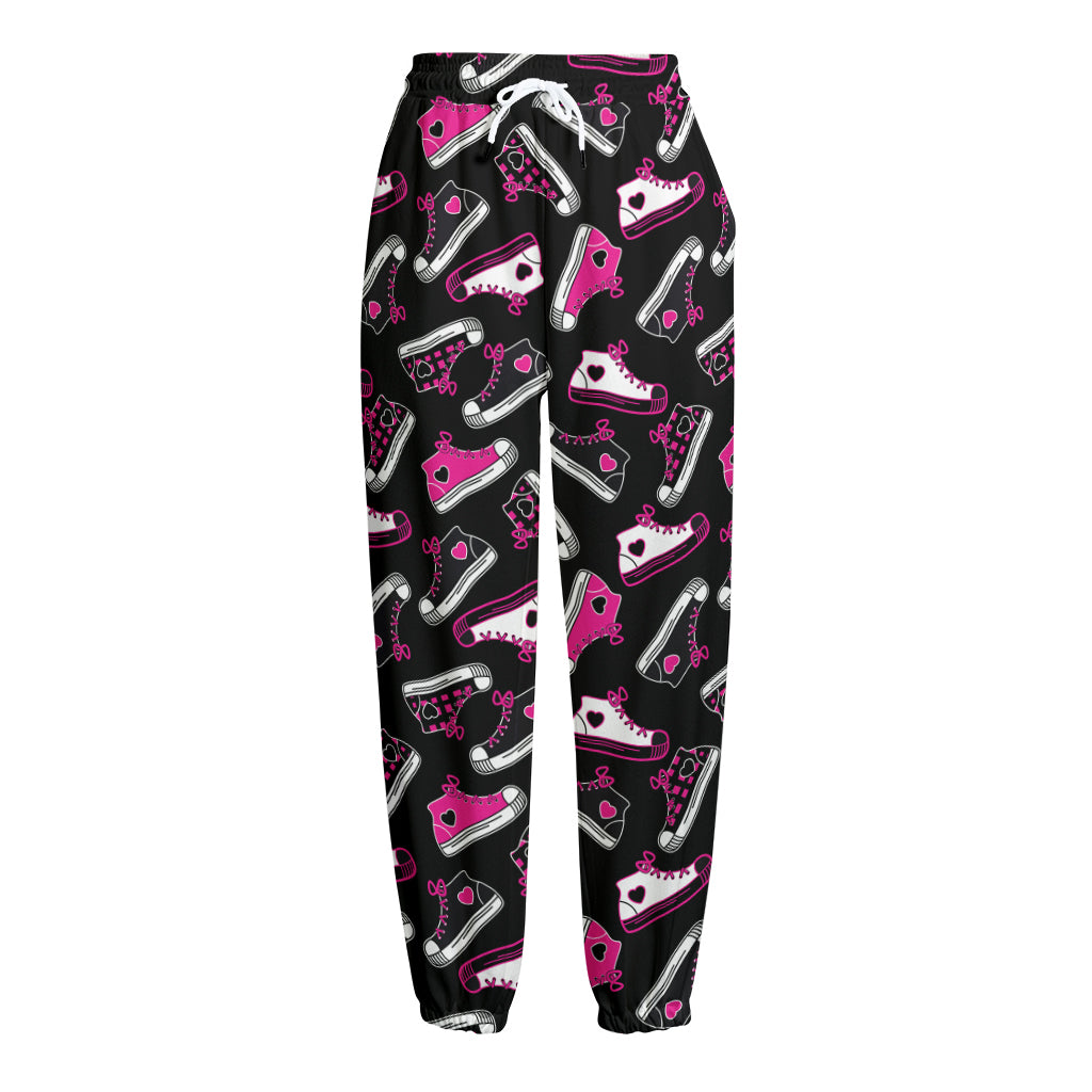 Emo Shoes Pattern Print Fleece Lined Knit Pants