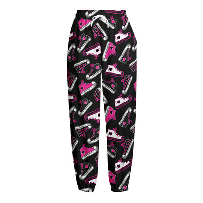 Emo Shoes Pattern Print Fleece Lined Knit Pants