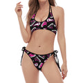 Emo Shoes Pattern Print Halter Scoop Tie Side Bikini