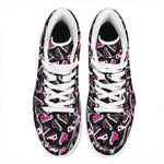 Emo Shoes Pattern Print High Top Leather Sneakers