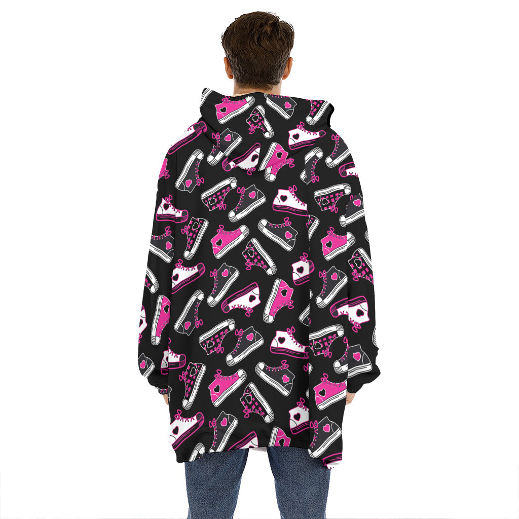 Emo Shoes Pattern Print Hoodie Blanket