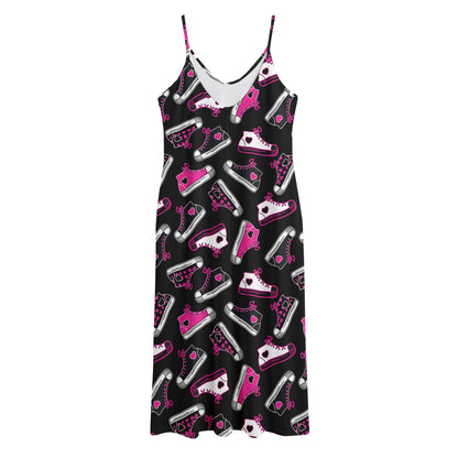 Emo Shoes Pattern Print Jersey Midi Cami Dress