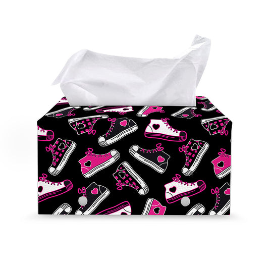 Emo Shoes Pattern Print Leather Tissue Box Cover