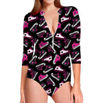 Emo Shoes Pattern Print Long Sleeve Swimsuit