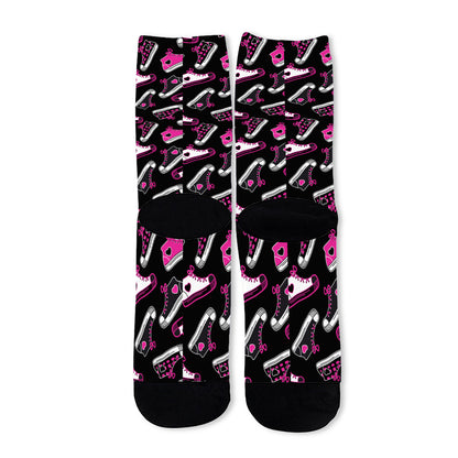 Emo Shoes Pattern Print Long Socks