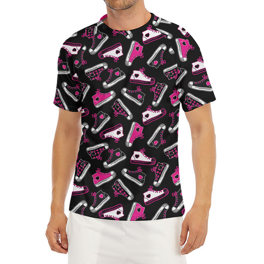 Emo Shoes Pattern Print Men's Short Sleeve Rash Guard