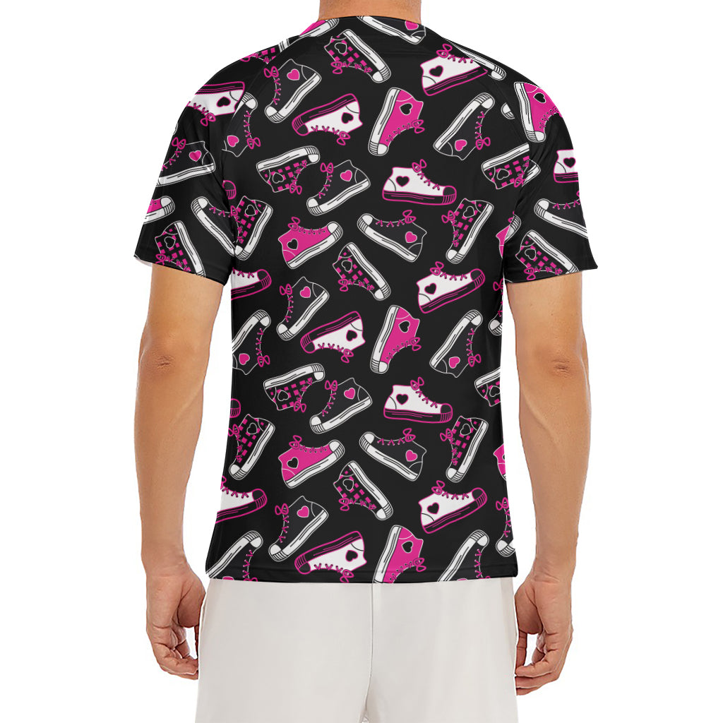 Emo Shoes Pattern Print Men's Short Sleeve Rash Guard
