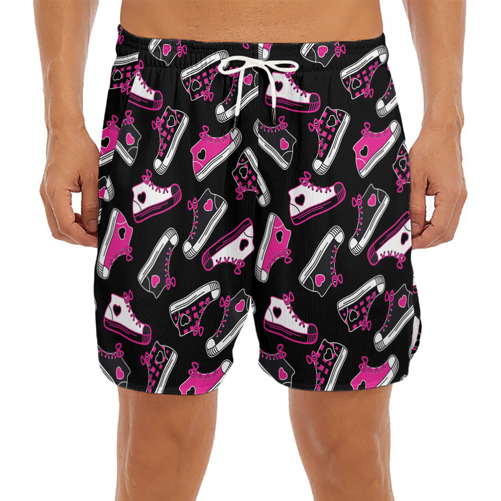 Emo Shoes Pattern Print Men's Split Running Shorts