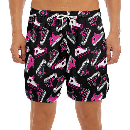 Emo Shoes Pattern Print Men's Split Running Shorts