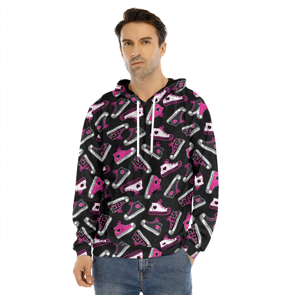 Emo Shoes Pattern Print Men's Velvet Pullover Hoodie