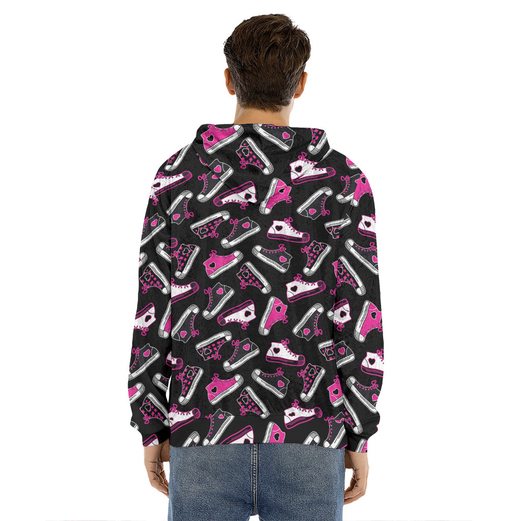 Emo Shoes Pattern Print Men's Velvet Pullover Hoodie