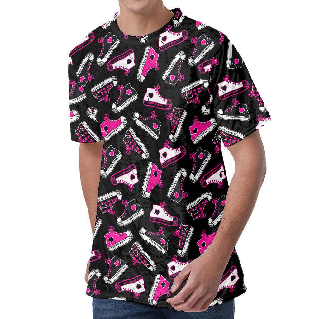 Emo Shoes Pattern Print Men's Velvet T-Shirt