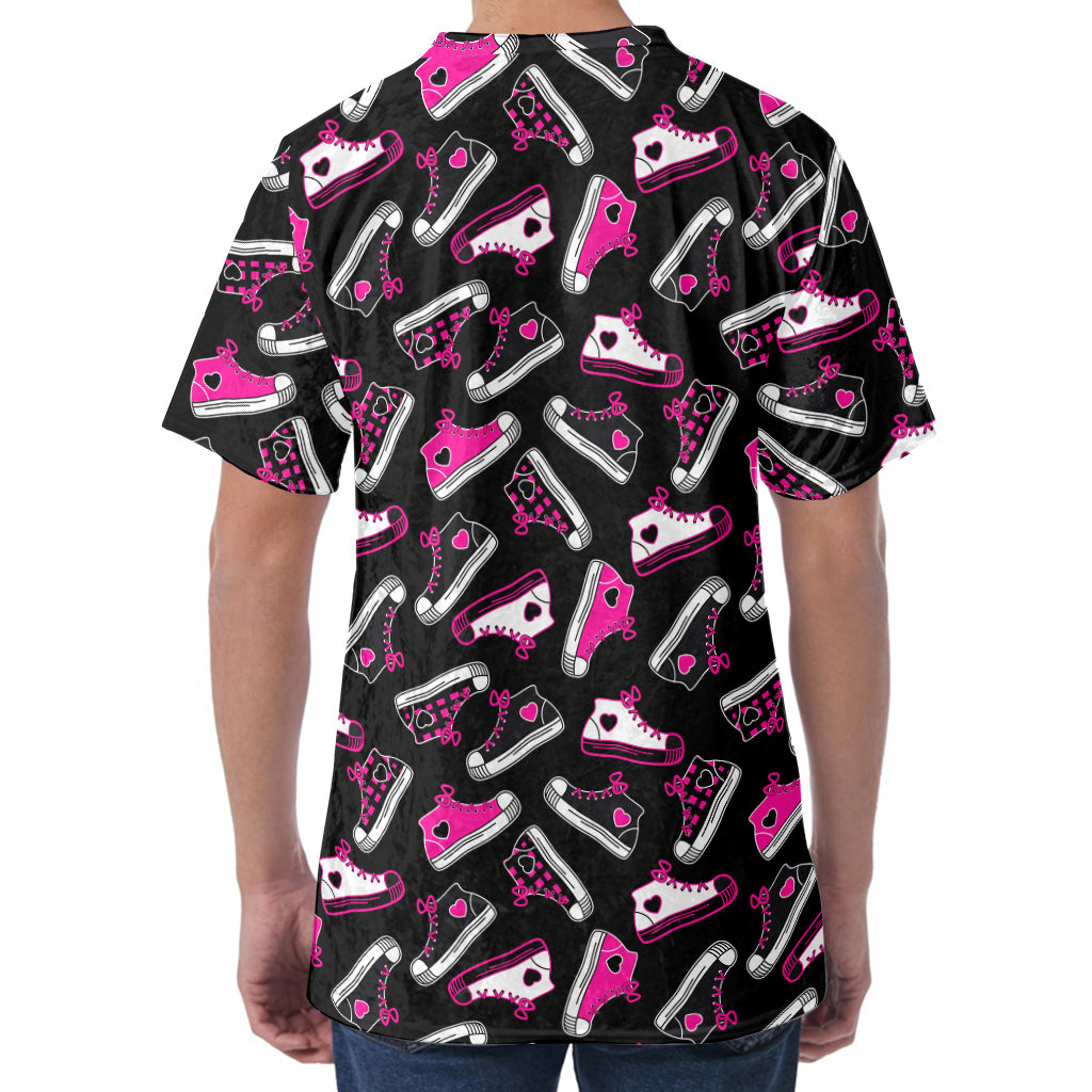 Emo Shoes Pattern Print Men's Velvet T-Shirt