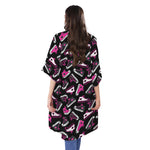Emo Shoes Pattern Print Open Front Beach Cover Up