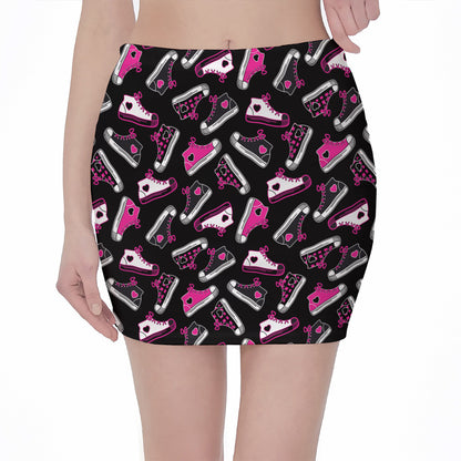 Emo Shoes Pattern Print Pencil Mini Skirt