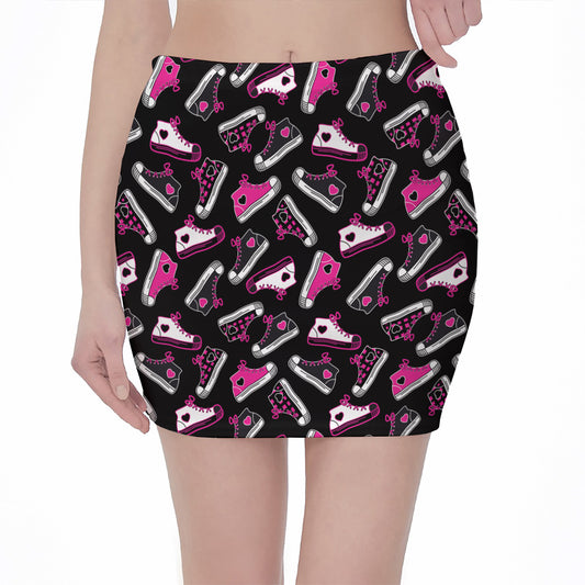 Emo Shoes Pattern Print Pencil Mini Skirt