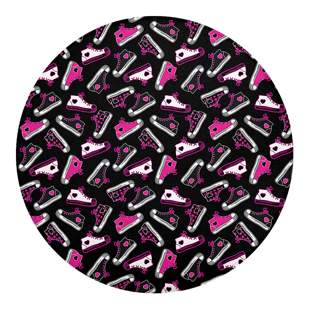 Emo Shoes Pattern Print Round Blanket