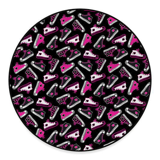 Emo Shoes Pattern Print Round Floor Mat
