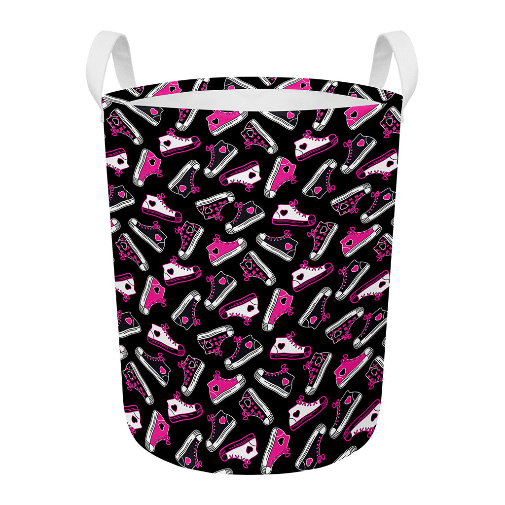 Emo Shoes Pattern Print Round Laundry Basket