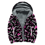 Emo Shoes Pattern Print Sherpa Lined Zip Up Hoodie