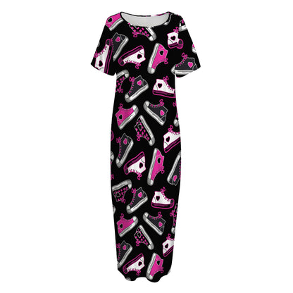 Emo Shoes Pattern Print Short Sleeve Long Nightdress