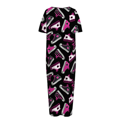 Emo Shoes Pattern Print Short Sleeve Long Nightdress