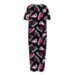Emo Shoes Pattern Print Short Sleeve Long Nightdress