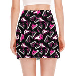 Emo Shoes Pattern Print Side Slit Mini Skirt