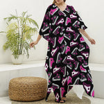 Emo Shoes Pattern Print Silk V-Neck Kaftan Dress