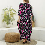Emo Shoes Pattern Print Silk V-Neck Kaftan Dress