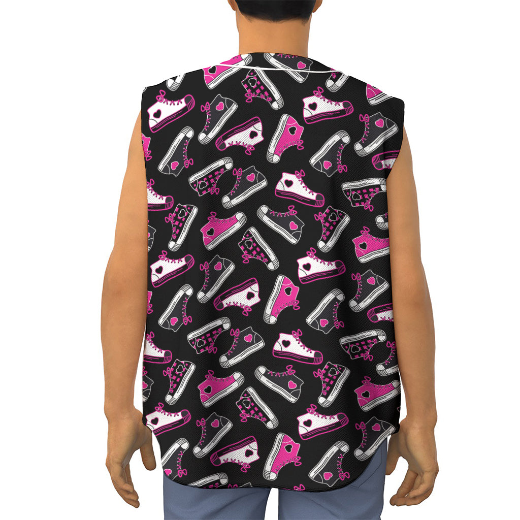 Emo Shoes Pattern Print Sleeveless Baseball Jersey