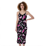 Emo Shoes Pattern Print Slim Fit Midi Cami Dress