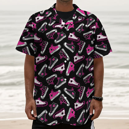 Emo Shoes Pattern Print Textured Short Sleeve Shirt