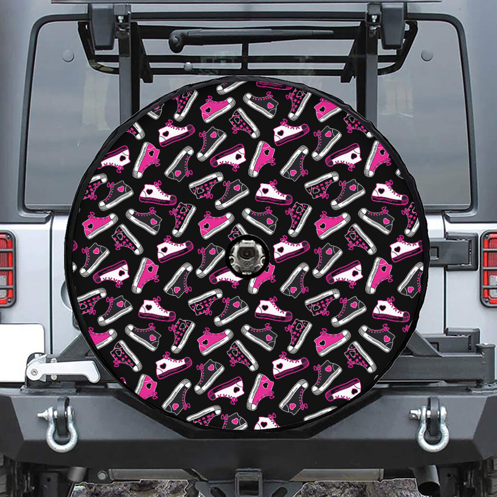 Emo Shoes Pattern Print Tire Cover With Camera Hole