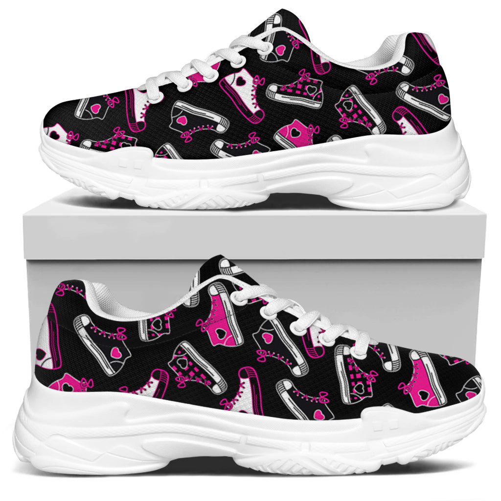 Emo Shoes Pattern Print White Chunky Shoes