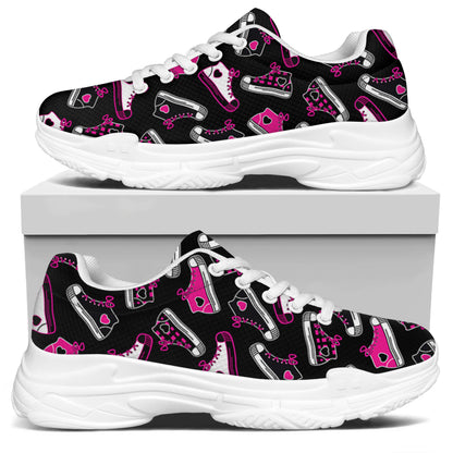 Emo Shoes Pattern Print White Chunky Shoes
