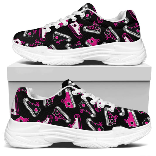Emo Shoes Pattern Print White Chunky Shoes