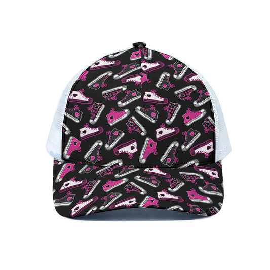 Emo Shoes Pattern Print White Mesh Trucker Cap