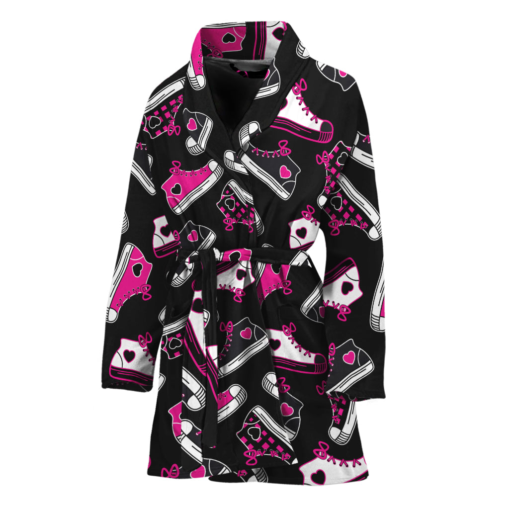Emo Shoes Pattern Print Women's Bathrobe