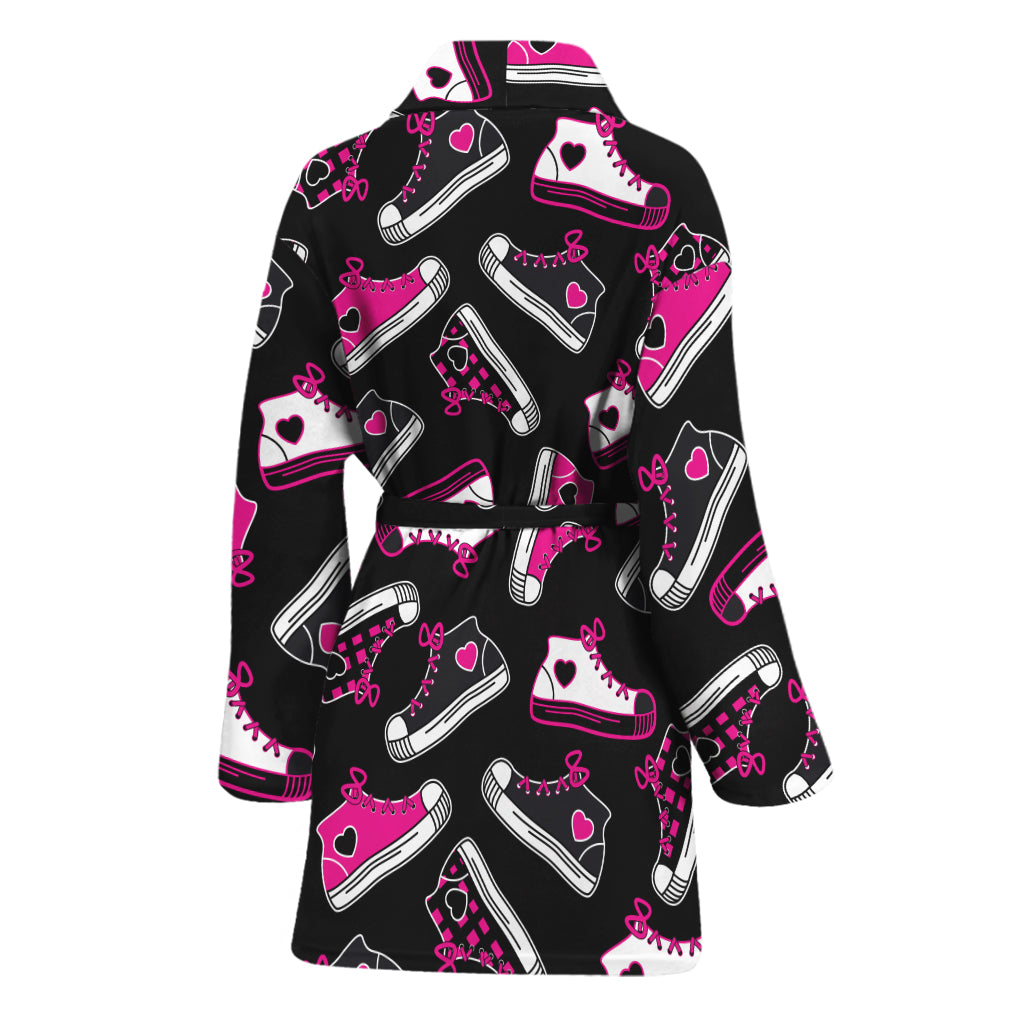 Emo Shoes Pattern Print Women's Bathrobe