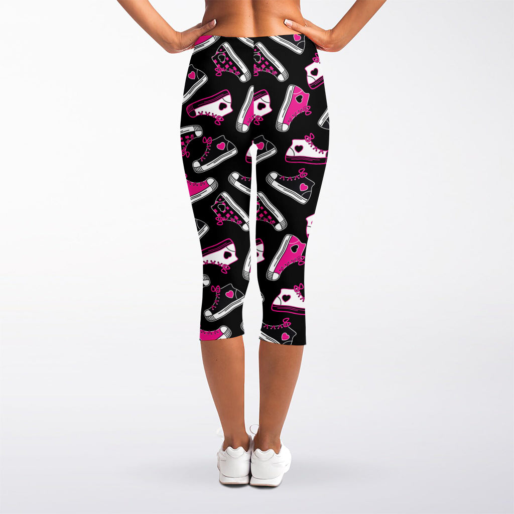 Emo Shoes Pattern Print Women's Capri Leggings