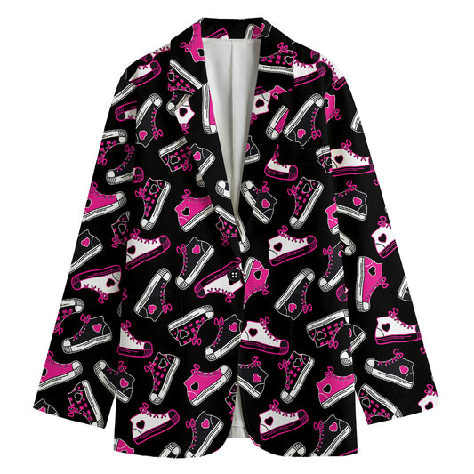 Emo Shoes Pattern Print Women's Cotton Blazer
