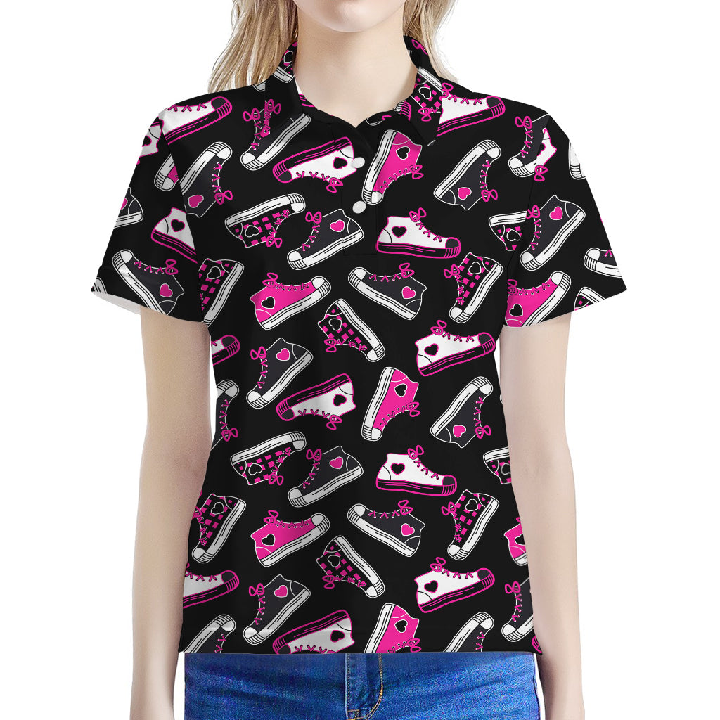 Emo Shoes Pattern Print Women's Polo Shirt