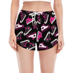 Emo Shoes Pattern Print Women's Split Running Shorts