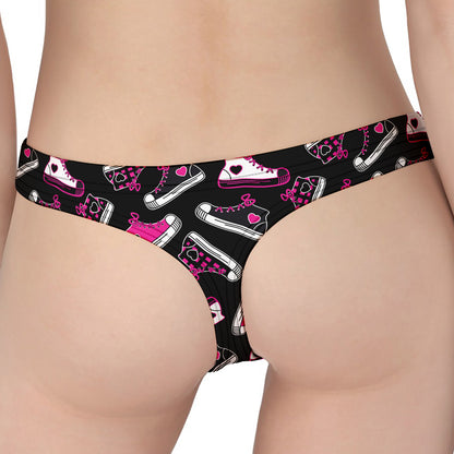 Emo Shoes Pattern Print Women's Thong