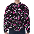 Emo Shoes Pattern Print Zip Sleeve Bomber Jacket