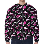 Emo Shoes Pattern Print Zip Sleeve Bomber Jacket