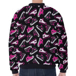 Emo Shoes Pattern Print Zip Sleeve Bomber Jacket